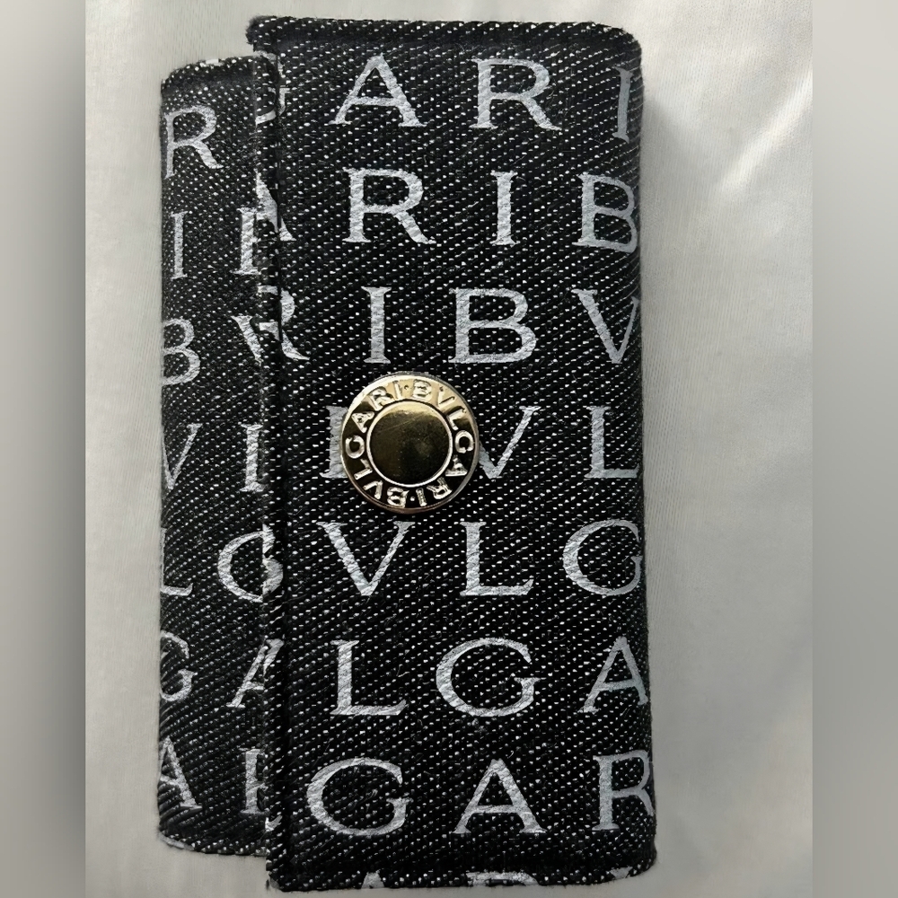 Bvlgari Black and White Monogram Wallet / Key Holder